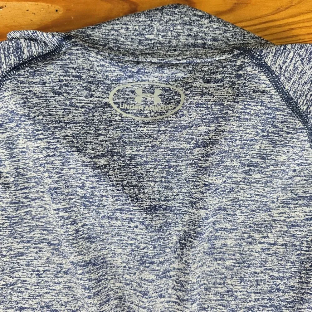 Under Armour Heat Gear Lightweight 1/4 Zip Men Large Heather Blue Pristine!!
